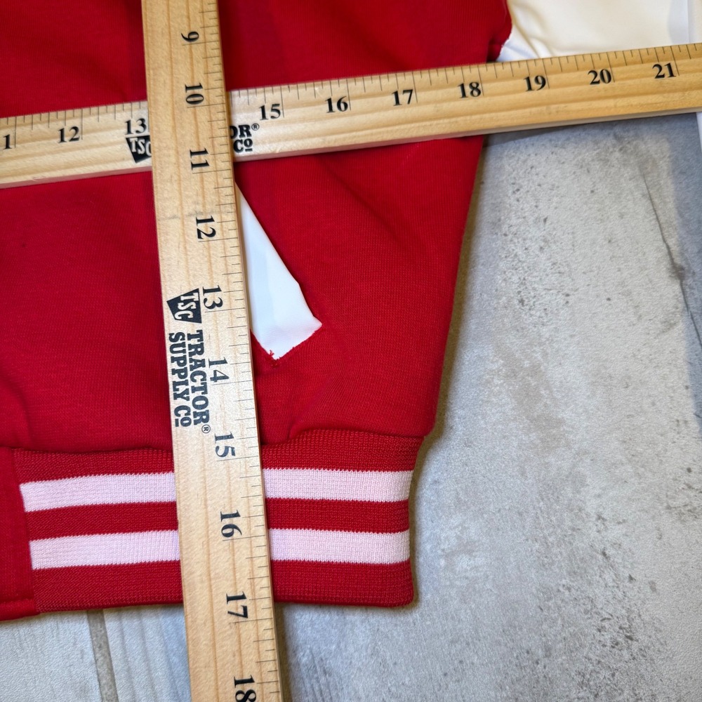 NWT PRETTYLITTLETHING Red & White Varsity Cropped Bomber Jacket  Size S‎ - Picture 9 of 12